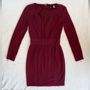 ❤️H&M Burgundy Red Long Sleeve Midi Dress